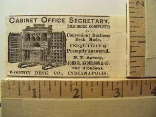 1876 Paper Ad Wooton Desk Co Cabinet Office Secretary Advertisement 