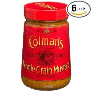 Colmans Whole Grain Mustard, Hot Chili, 5.5 Ounce Jars (Pack of 6 