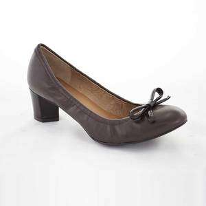 Johnston and Murphy Womens Patricia Mid Heel Bow Brown Leather Pump 