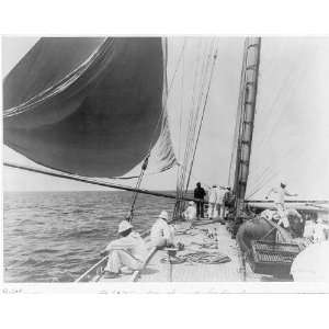  On board DEFENDER,calm deck scene,sailors,boating,c1899 
