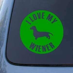 LOVE MY WIENER   Dog Dachshund   Vinyl Car Decal Sticker #1622  Vinyl 