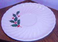 SAUCER 6 HOLIDAY HOLLY CHRISTMAS FLUTED DISH WHITE #10064  