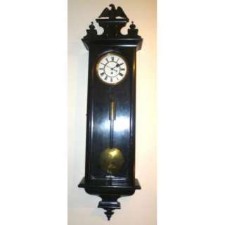 Antique biedermeier ebony wall clock rare single weight veiner wall 