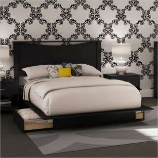   Maddox Full/Queen Black Wood Platform Bed 3 PC Bedroom Set  