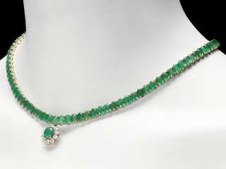 38700 CERTIFIED 14K YELLOW GOLD 41CT EMERALD .95CT DIAMOND NECKLACE 