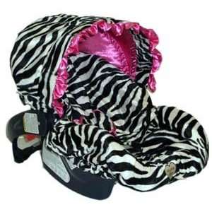  Infant Car Seat Cover: Zoe Zebra with Ruffle Canopy 