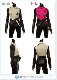Hi Korean Fashion★Motorcycle Trench Women Jackets Cotton Leather 