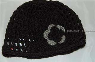 Ladies Crochet Skull Beanie Hat (3D flower)
