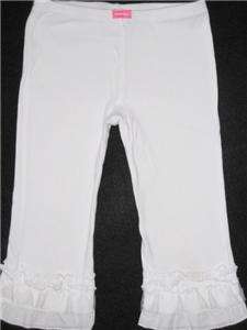 Naartjie Asymmetrical White Top Cropped Capri Ruffles 6 EUC  