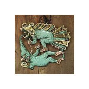   NOVICA Bronze and copper wall art, Demon and Dragon Home & Kitchen