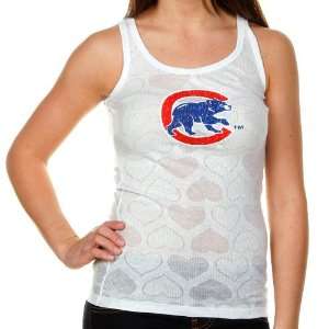   Ladies White Candy Hearts Sheer Ribbed Tank Top: Sports & Outdoors
