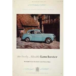   Ad Vintage Blue Lanchester 14 Saloon English Car   Original Print Ad