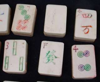 Antique Mah Jong Mahjong Bamboo & Bone Game Tile 148 Pieces Jewelry 