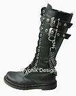 Demonia Disorder 403 goth gothic punk combat knee high boots studs 
