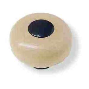  1 3/8 Whitewashed Wood Knob   Black Button Center & Base 