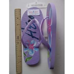 AEROPOSTALE WOMENS SZ 9 BLUE PINK GREEN WHITE ON SOFT VIOLET RUBBER 