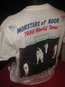 Van Halen Monsters of Rock Tour T Shirt L Vtg Metallica Scorpions 