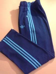100%Adidas Originals Trefoil Winter Sports Fleece Track Pants Blue 