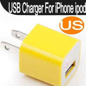   Charger For iPhone 3G 4G iPod Touch nano US Plug 5V 1A Yellow  