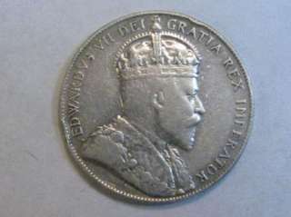 1908 Sterling Silver Fifty cent coin. Newfoundland Canada. . #4  
