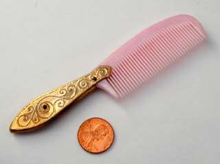 VINTAGE HAIR COMB CHILD DOLL SMALL PLASTIC BRASS COMB  