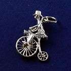 Sterling Silver PENNY FARTHING Bicycle Bike UK NEW 3D Charm Charms