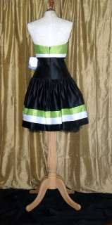 NWT Jessica McClintock Black Green White Short Dress 10  