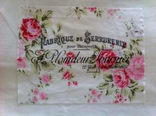 Rachel Ashwell Wildflower Fabric~French Script Vintage Ad Print~Shabby 