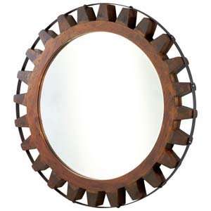   Design 04911 Landry Raw Iron and Natural Wood Mirror