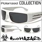 Biohazard Polarized Sport Mens Golf Sunglasses White Black Frame Gray 