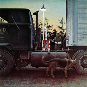  1970 Pop Art Modern Alex Colville Truck Stop Dog Print 