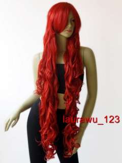 40 Ex Long Cherry Red Spiral Curly Cosplay Wigs  