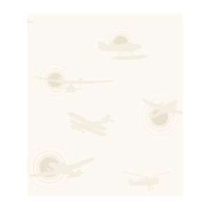   Airplane Silhouettes Pre pasted Wallpaper, Off White