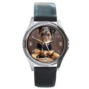  Airedale Terrier Puppy Dog Round Leather Watch CC0003 