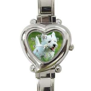Westie Puppy 6 Heart Shaped Italian Charm Watch