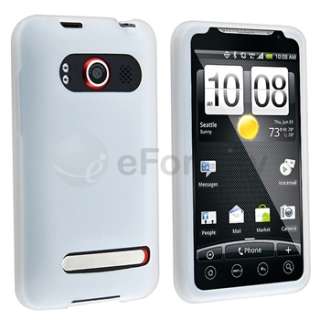 7in 1 Accessory Bundle White Case Charger Holder Film For HTC EVO 4G 