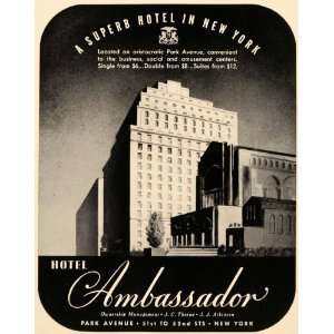  1939 Ad Ambassador Hotel Park Avenue Suites Lodging 
