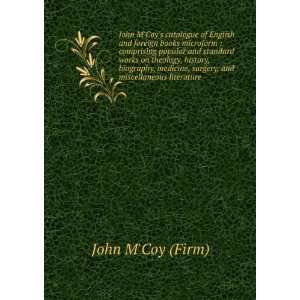  John MCoys catalogue of English and foreign books 