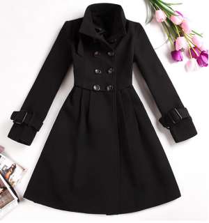   Womens Double Breasted Fleece Jacket Coat Trenchcoats 7855#  