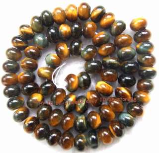 5x8mm Natural yellow&blue Tiger Eye rondelle Beads 15  