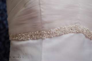 White Organza A line w/ Lace Wedding Dress 8  