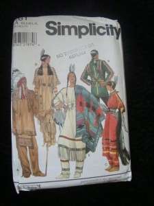 SIMPLICITY 8282 NATIVE AMERICAN COSTUME XS XL INDIAN  