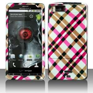 MB810 Droid X MB870 Droid X2 Hot Pink Plaid Case Cover Protector (free 