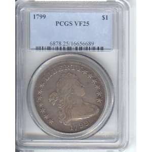 com 1799 SILVER DOLLAR  DRAPPED BUST  PCGS CERTIFIED VF 25  THIS COIN 