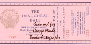 Ticket for The Inaugural Ball, Sheraton Park Hotel, Monday Evening 