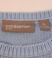 Croft & Barrow Petite Blue Yellow White L/S Sweater RN73277 Size PL 