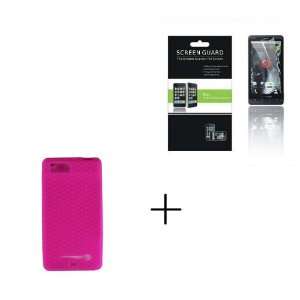 Pink Clear Gel Soft Skin Case + Screen ProtectorMotorola Droid X Droid 