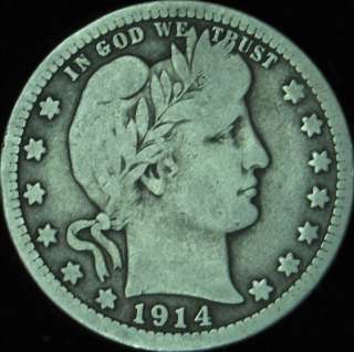 1914 D VG+ Barber Quarter in Eagle Coin Holder     