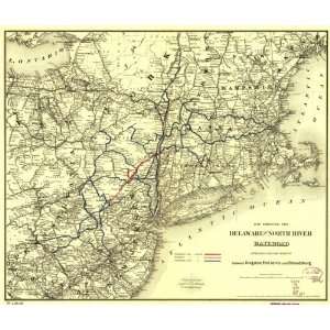  c1890 Railroad map of northeastern states