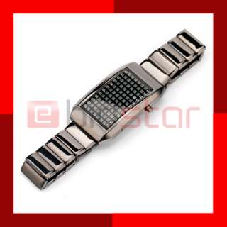 New Gun Metal Chrome Blue LED Binary Clasp Fashion Watch for Men and 